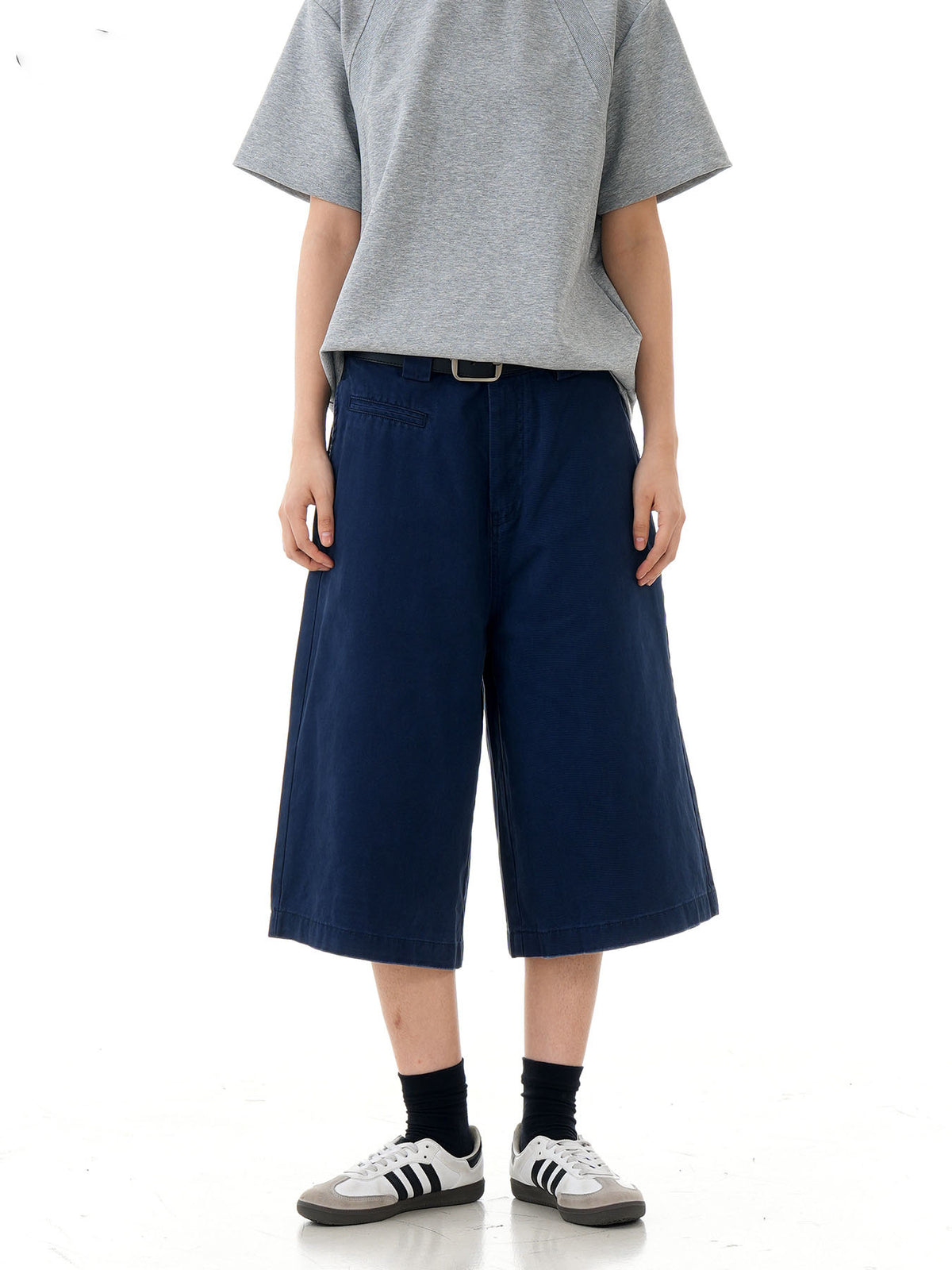 High Waist Cargo Knee Shorts