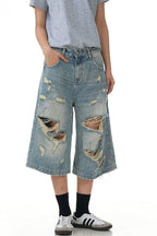 Ripped Washed Jorts