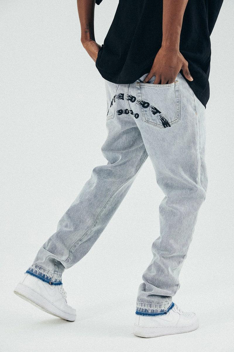 Antidote Washed Embroidered Logo Jeans - UK Only
