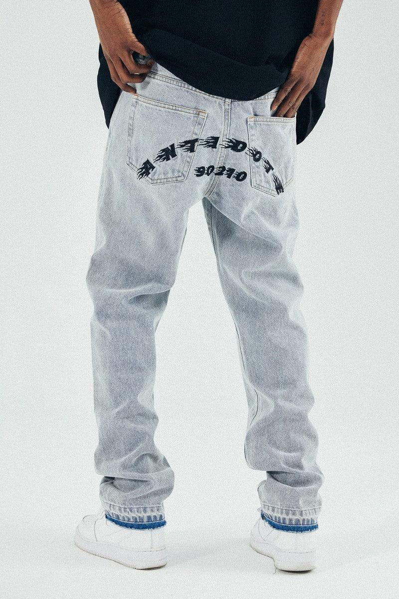 Antidote Washed Embroidered Logo Jeans - UK Only