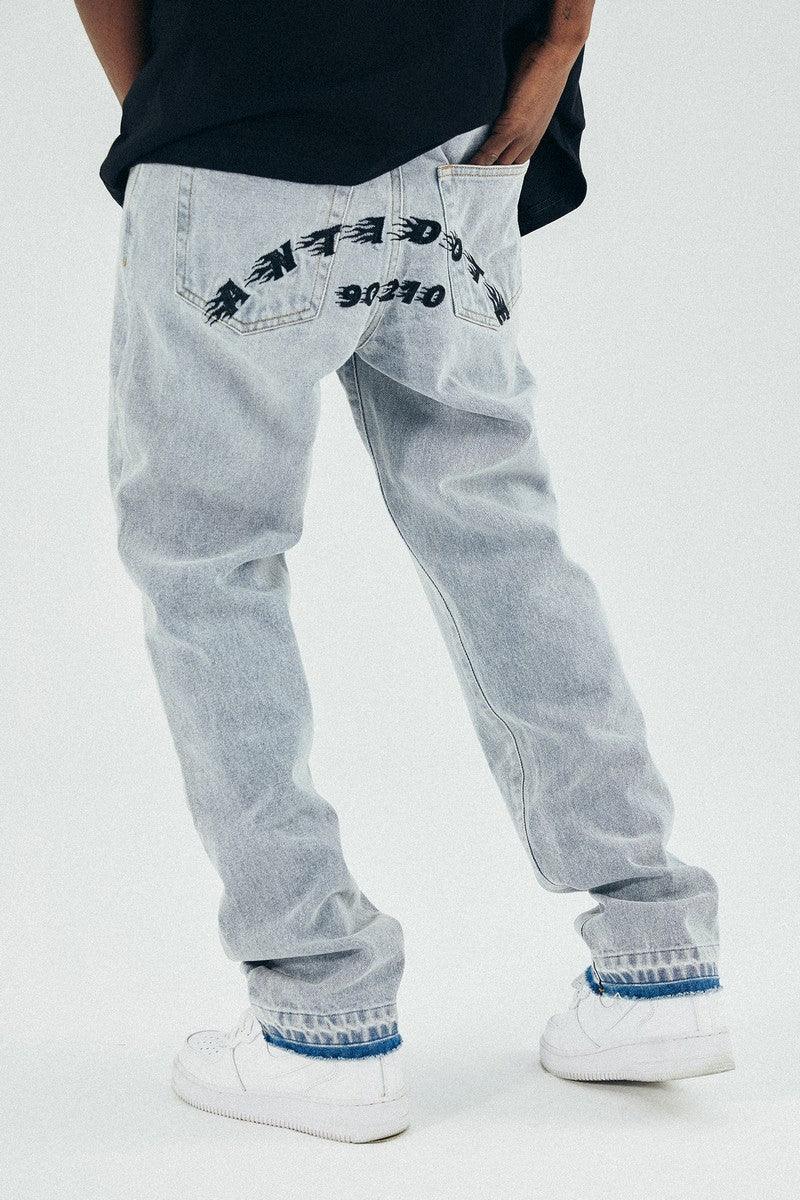 Antidote Washed Embroidered Logo Jeans - UK Only
