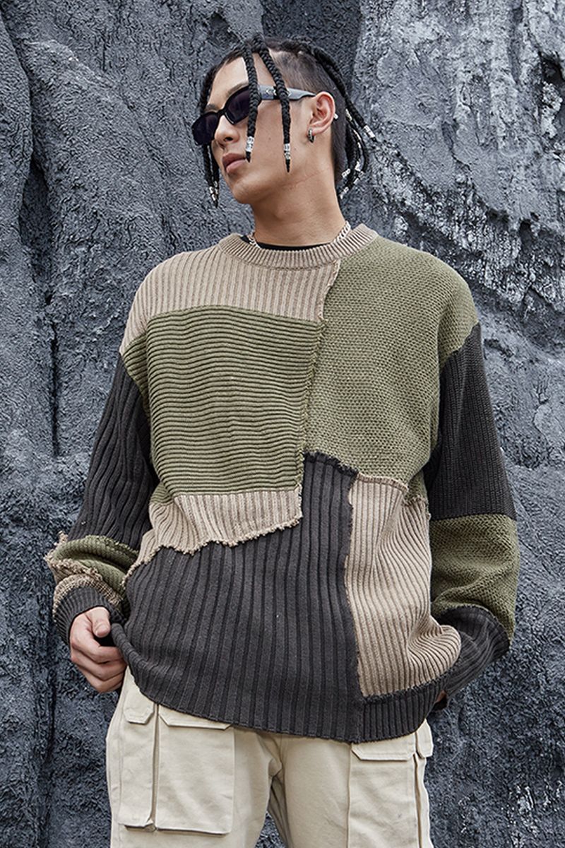 STEEPC Stitched Loose Knit Sweater