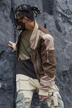STEEPC Embroidered Logo Leather MA1 Jacket