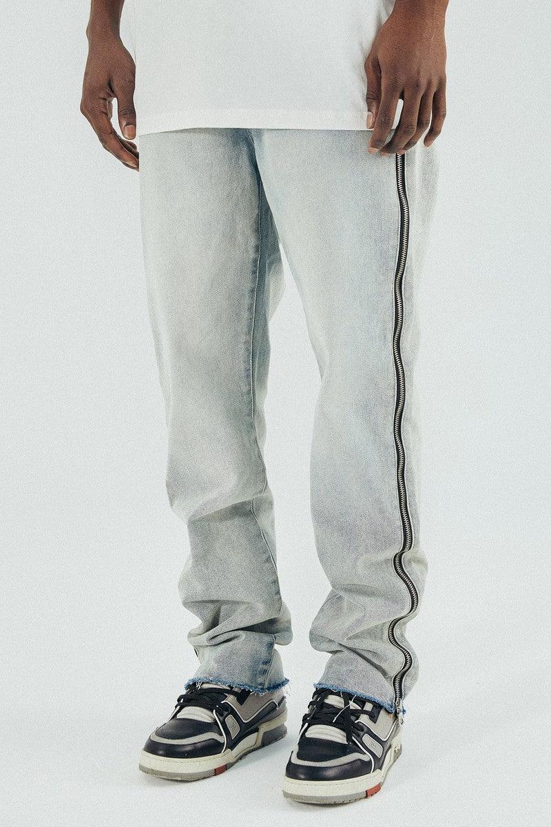 Antidote Washed Side Zipper Straight Jeans