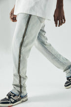 Antidote Washed Side Zipper Straight Jeans