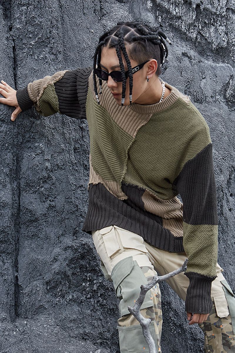STEEPC Stitched Loose Knit Sweater