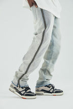 Antidote Washed Side Zipper Straight Jeans