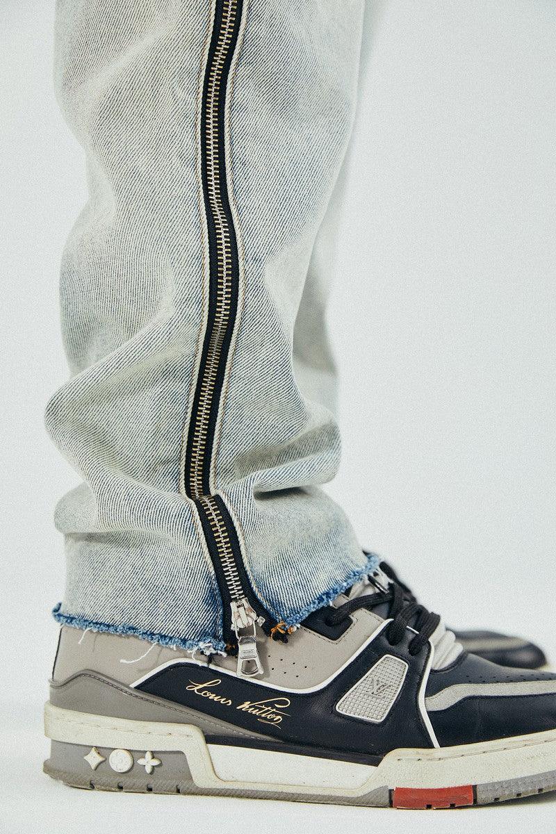 Antidote Washed Side Zipper Straight Jeans