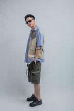 Error Code Stitched Striped Vest Shirt