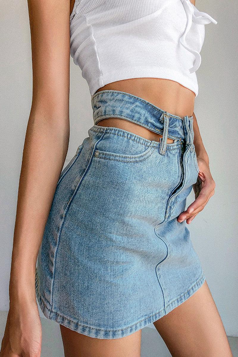 CZ Cut Jeans Skirt
