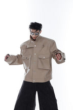 Metal Logo Leather Jacket