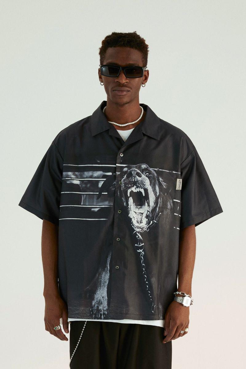 Empty Reference Doberman Print Cuban Shirt