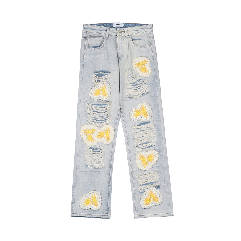 CZ Sunflowers Vintage Distressed Jeans