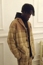 Empty Reference Khaki Plaid Corduroy Suit Jacket