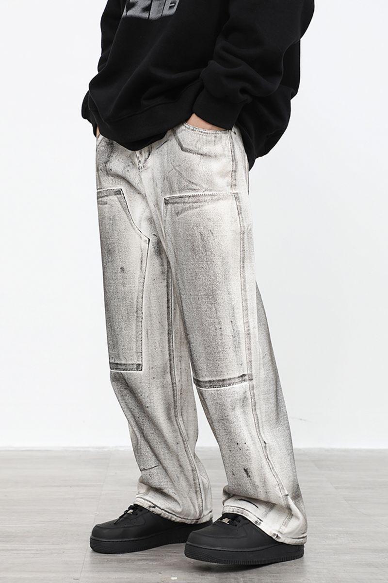 CZ Washed Ink Stained Loose Jeans
