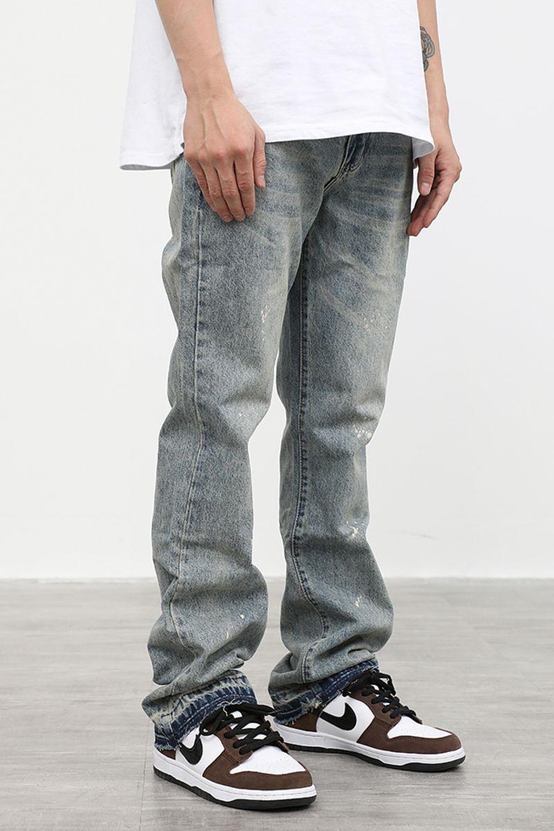 CZ Washed Straight Flared Jeans