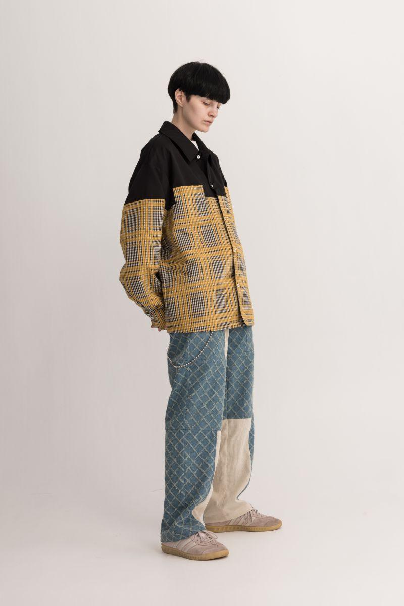 Empty Reference Plaid Stitching Jeans