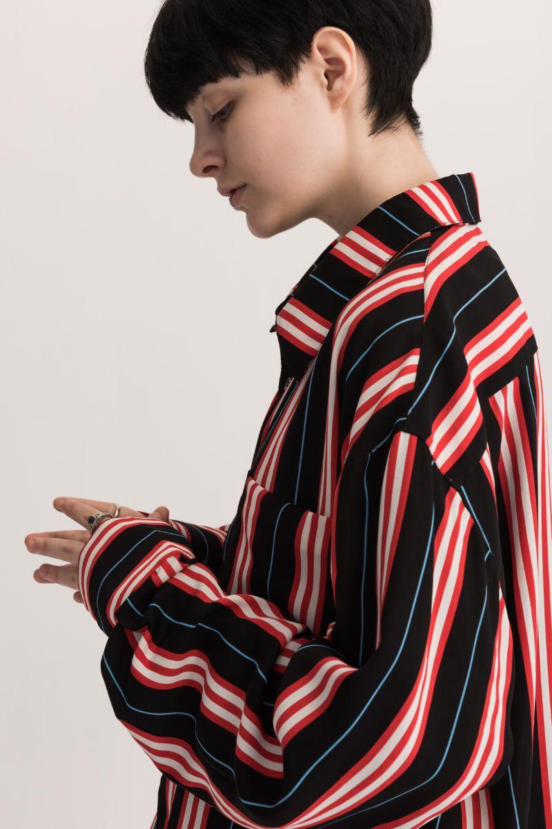 Empty Reference Black and Red Striped L/S Shirt