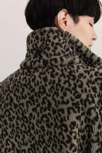 Empty Reference Leopard Pattern Zip Fleece