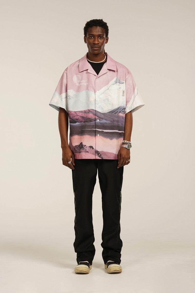Empty Reference Mountains Print Cuban Shirt
