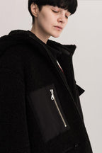 Empty Reference Black Sherpa Hooded Coat