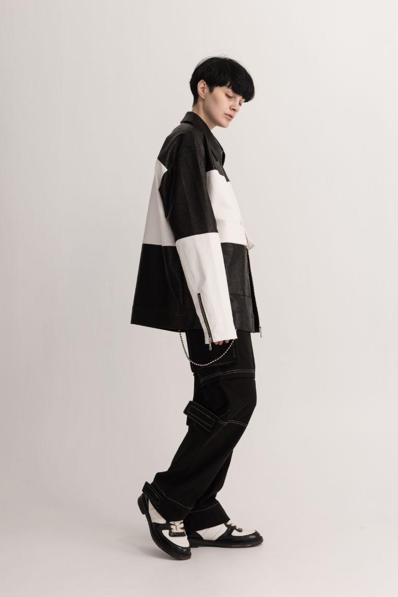 Empty Reference Contrast Leather Jacket
