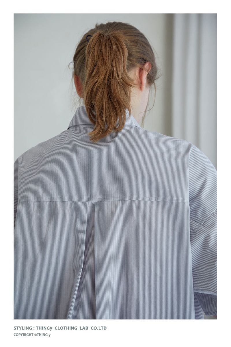 THINGY Logo Striped Button Up Shirt
