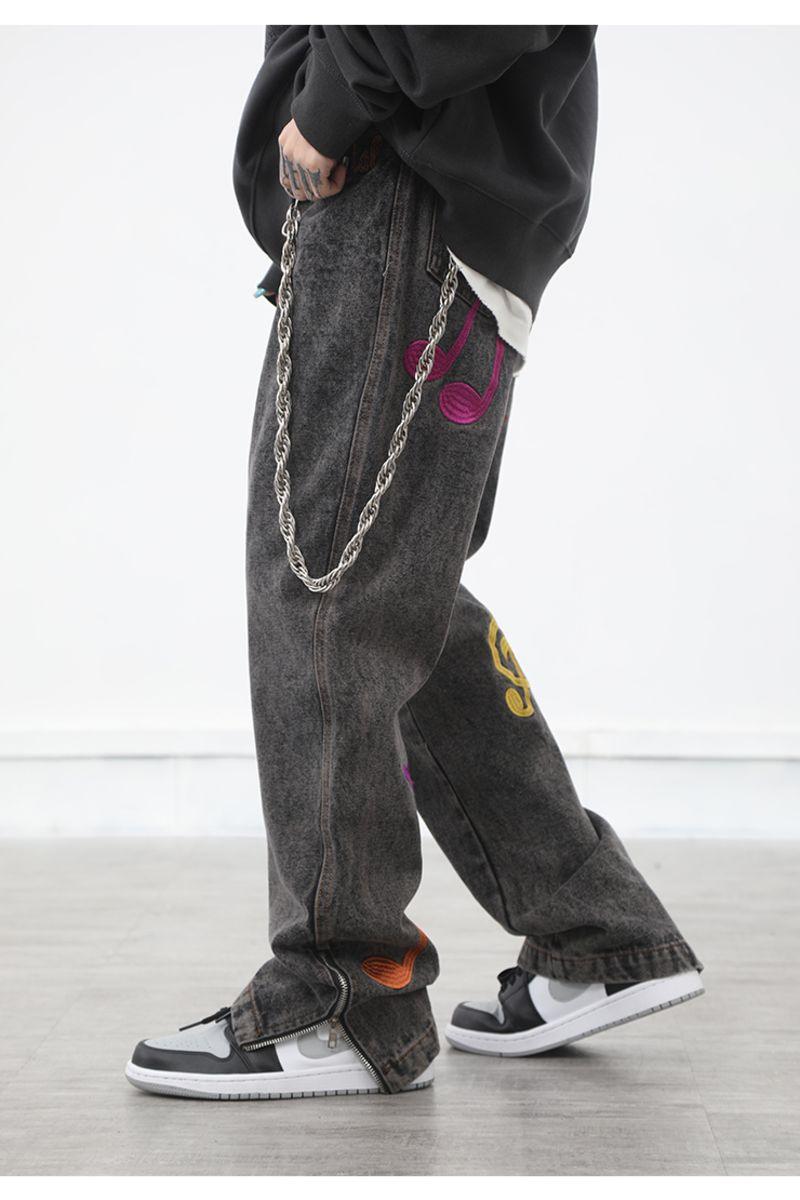 CZ Embroidered Musical Notes Jeans - UK Only