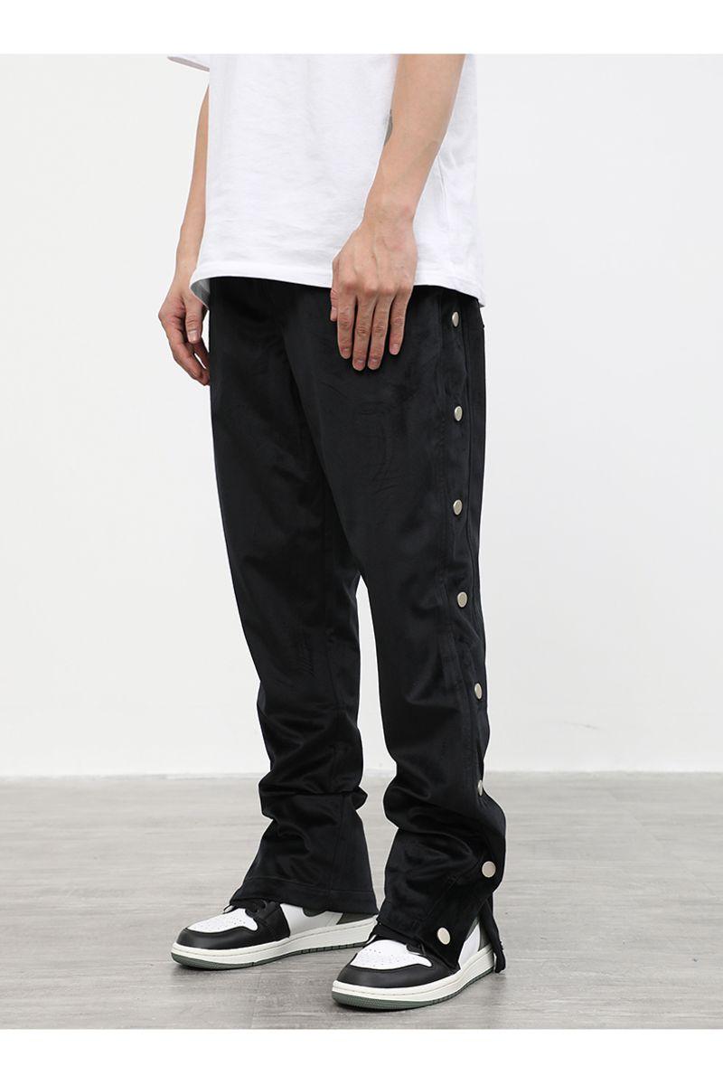 CZ Suede Buttons Straight Trousers