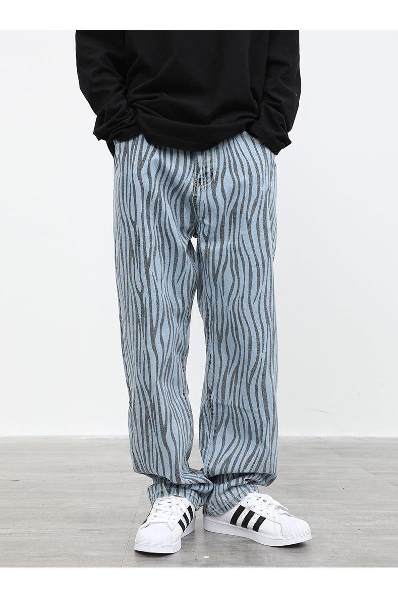 CZ Zebra Pattern Straight Jeans
