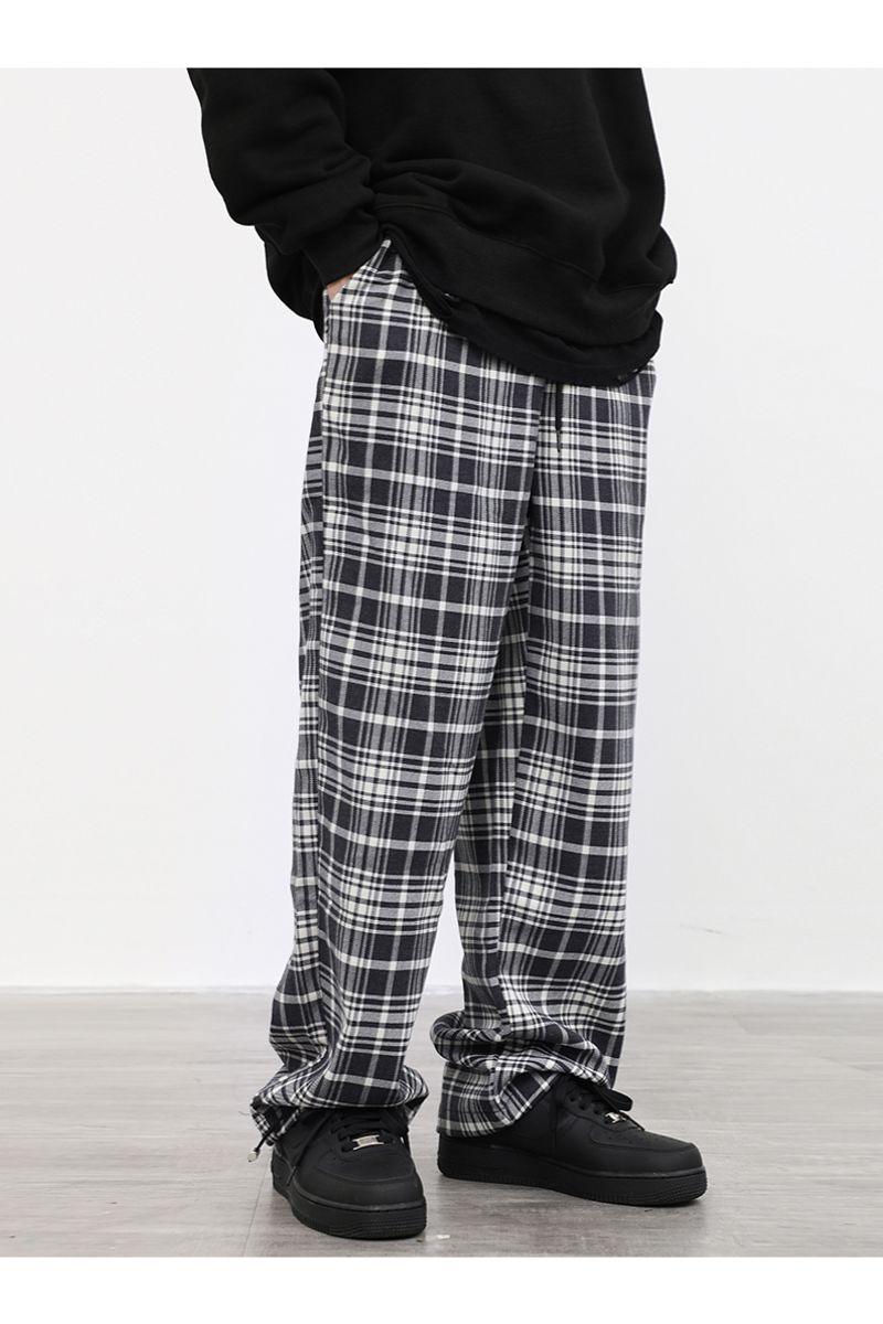 CZ Plaid Loose Straight Trousers
