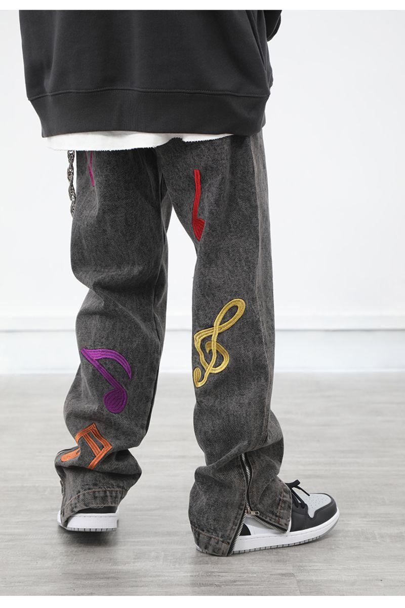 CZ Embroidered Musical Notes Jeans - UK Only