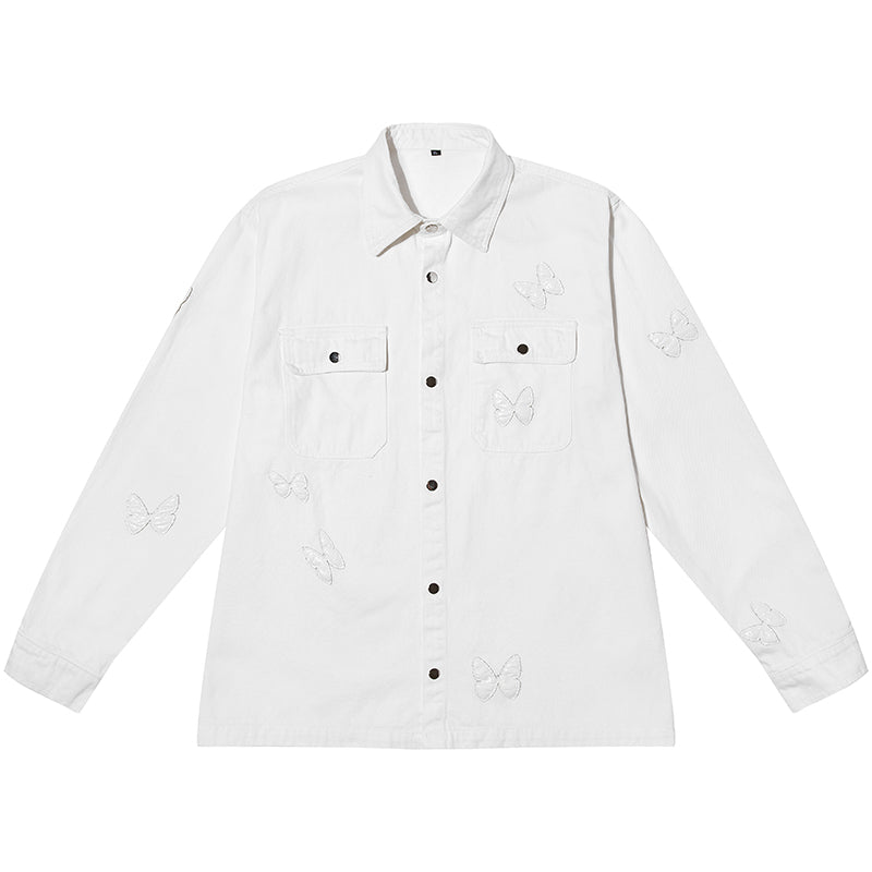 Old Order Butterflies Embroidered Jeans Jacket