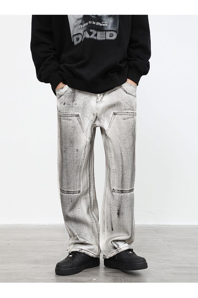 CZ Washed Ink Stained Loose Jeans