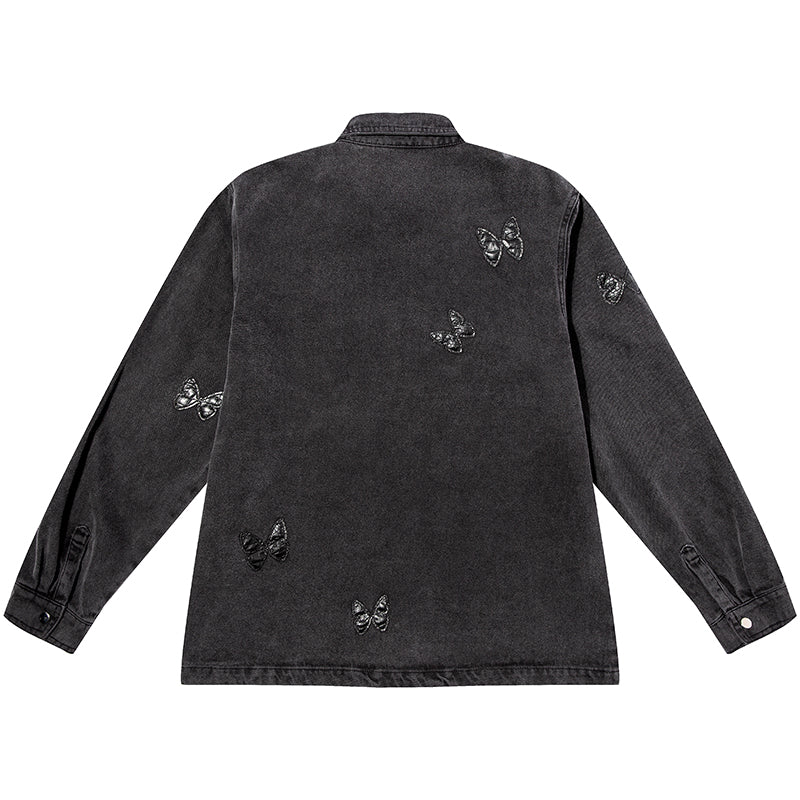 Old Order Butterflies Embroidered Jeans Jacket