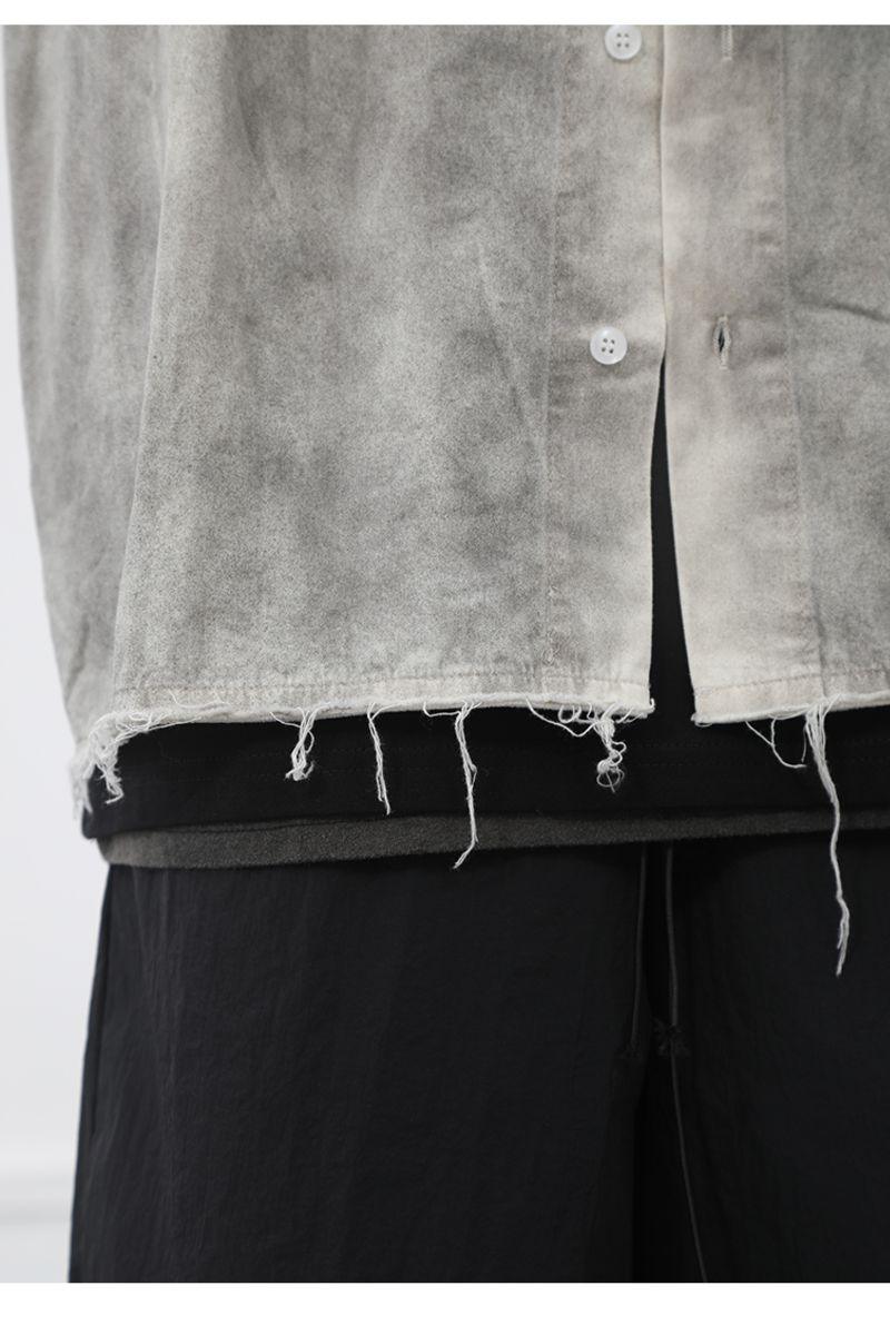 CZ Washed Ripped Button Up Shirt