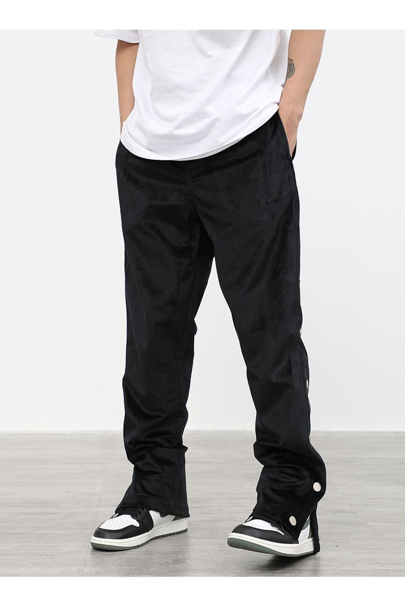 CZ Suede Buttons Straight Trousers