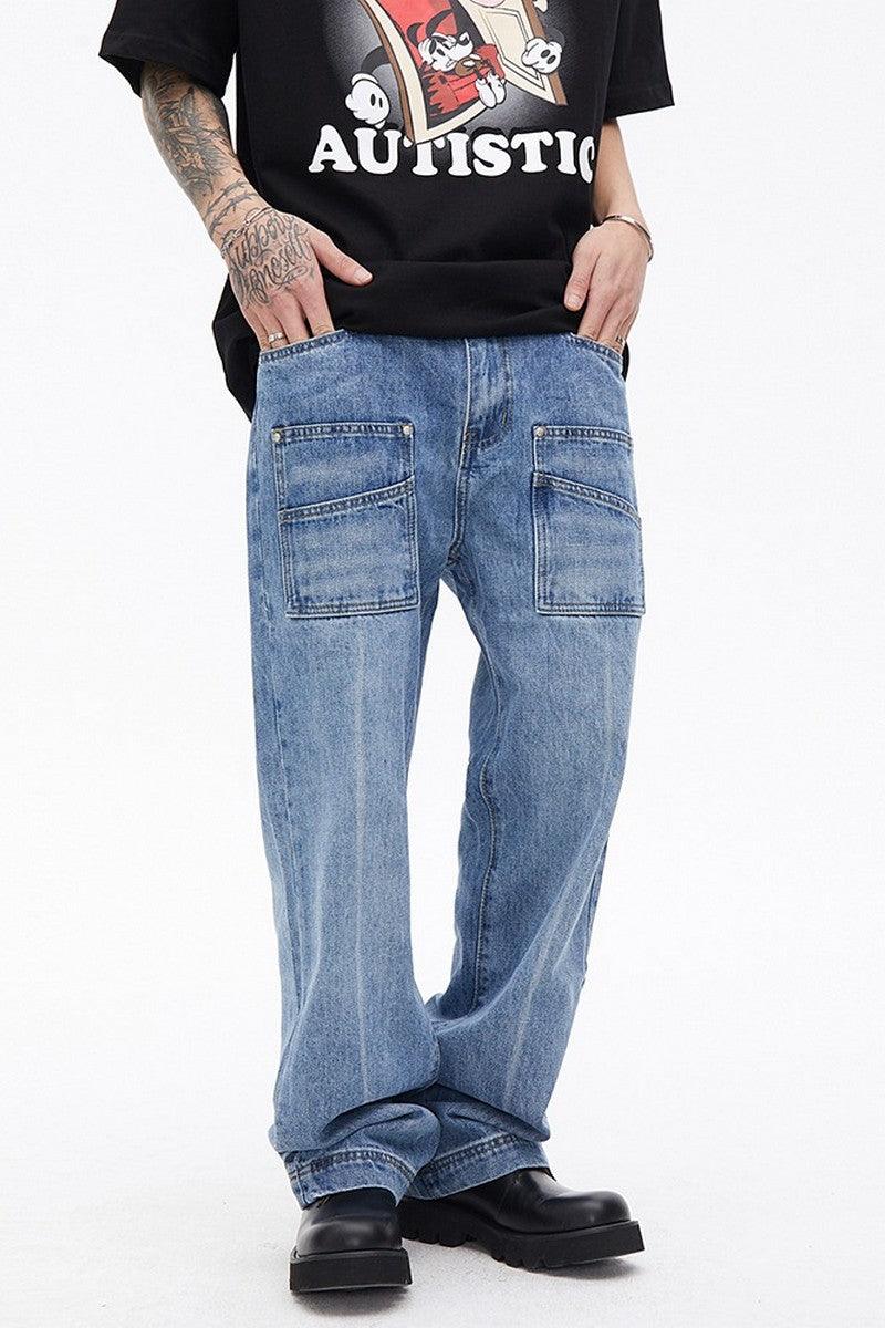 CZ Front Pockets Straight Jeans