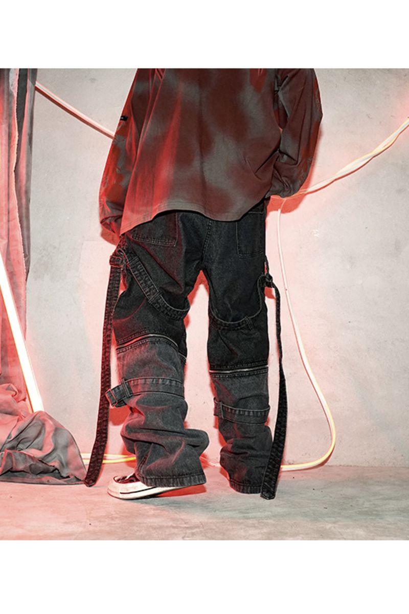 CZ Zipper Straps Jeans