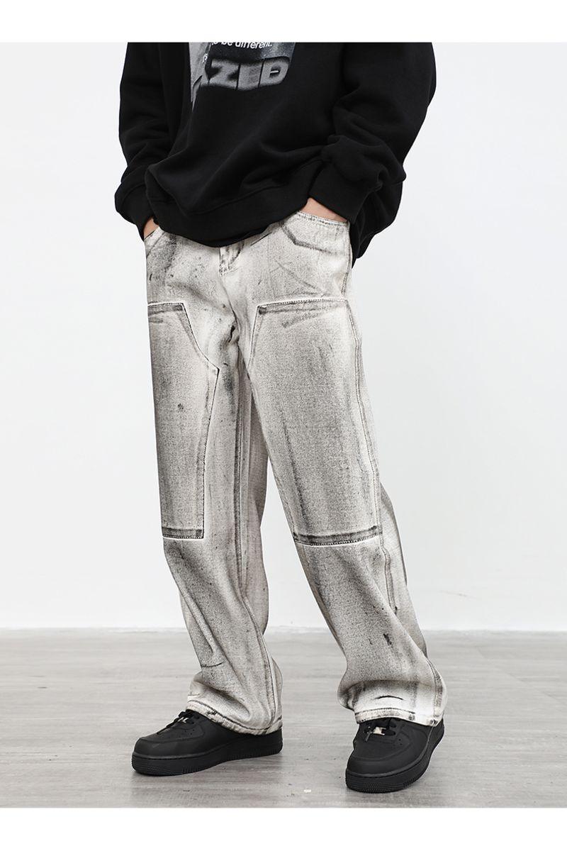 CZ Washed Ink Stained Loose Jeans