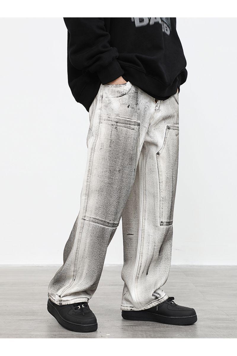 CZ Washed Ink Stained Loose Jeans