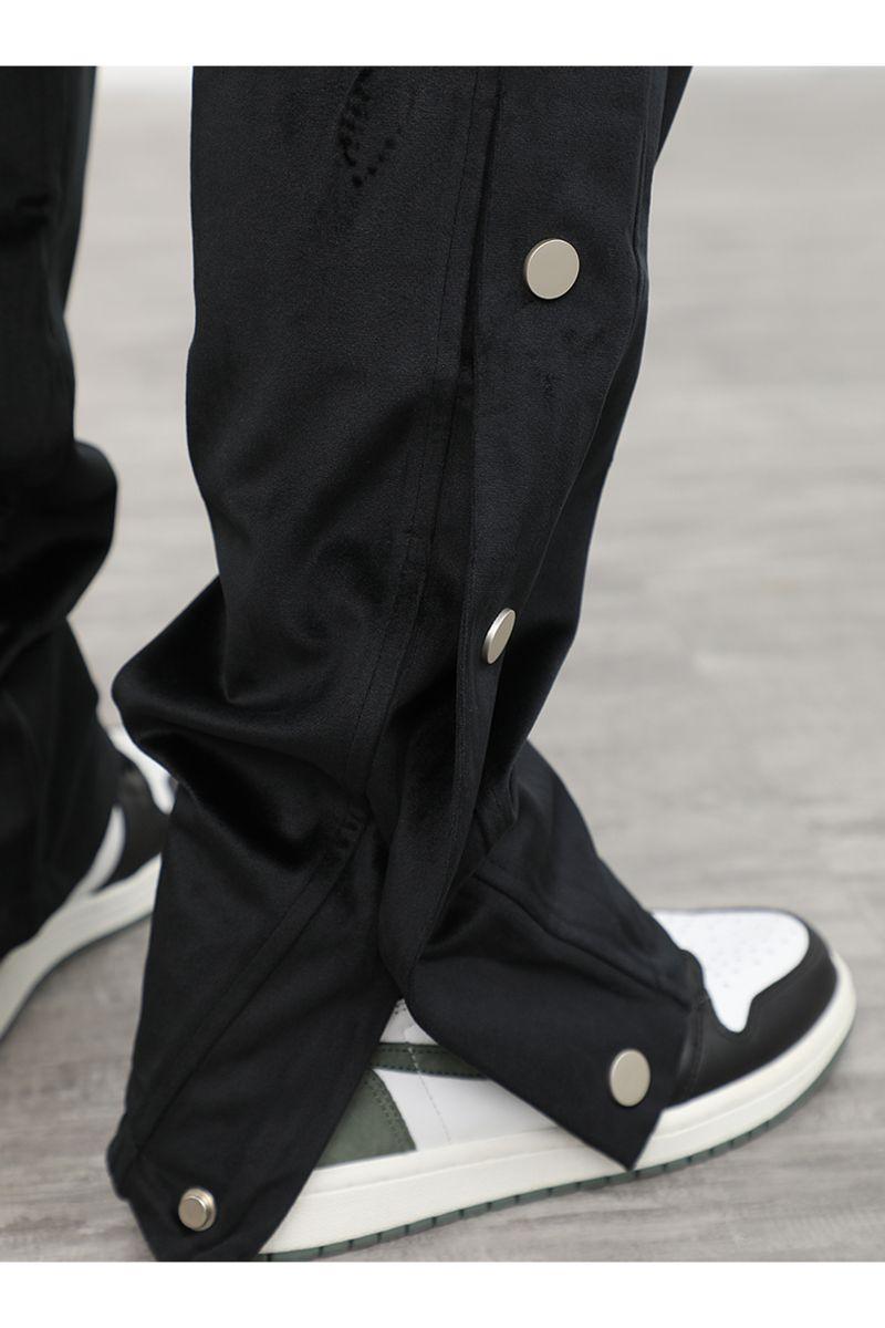 CZ Suede Buttons Straight Trousers
