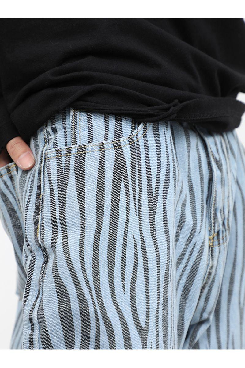 CZ Zebra Pattern Straight Jeans