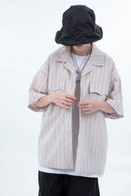 Center of Rotation Plaid Striped Cuban Shirt