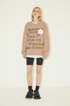 Empty Reference Camel Flower Print Sweater