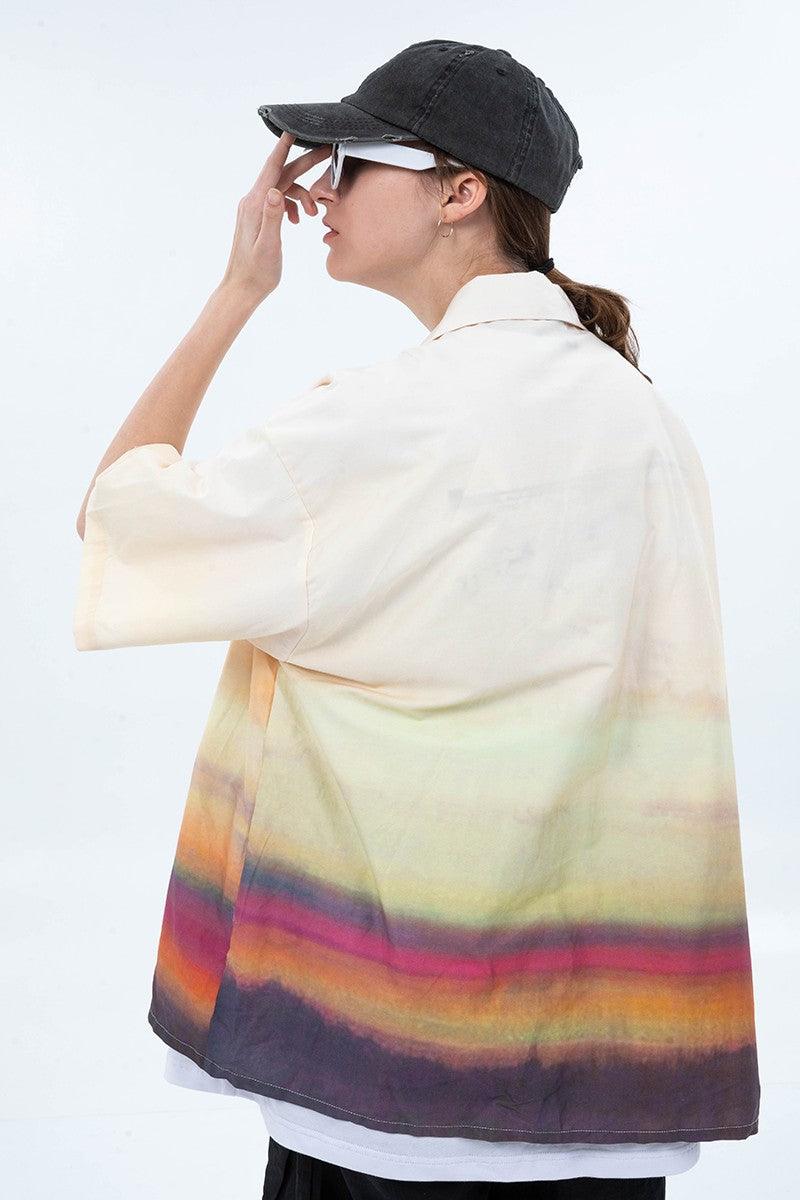 Center of Rotation Gradient Print Cuban Shirt