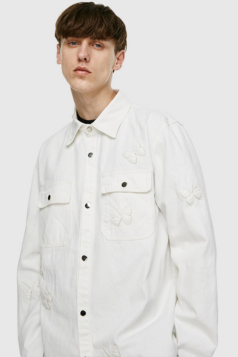 Old Order Butterflies Embroidered Jeans Jacket