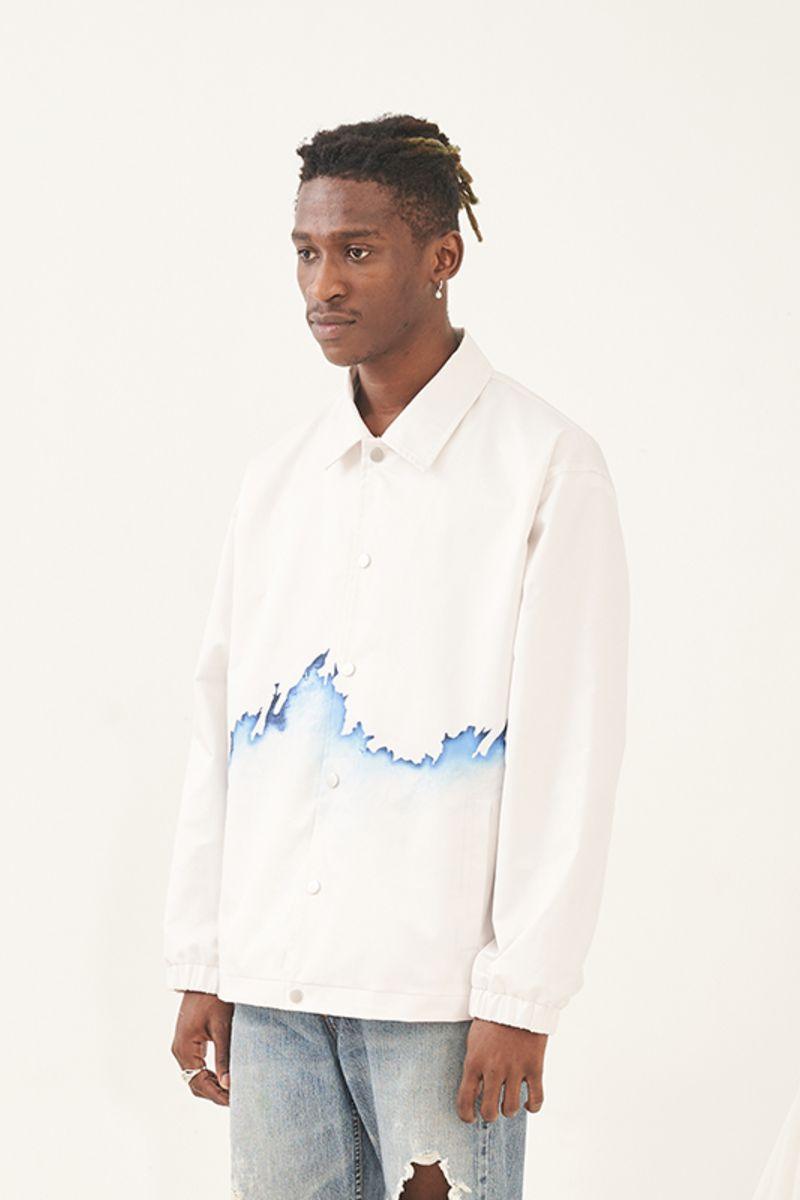 Empty Reference White Flame Printed Coach Jacket