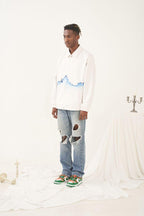 Empty Reference White Flame Printed Coach Jacket