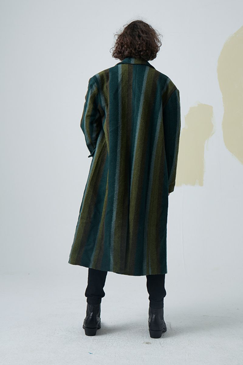 Mix7 Striped Woolen Coat